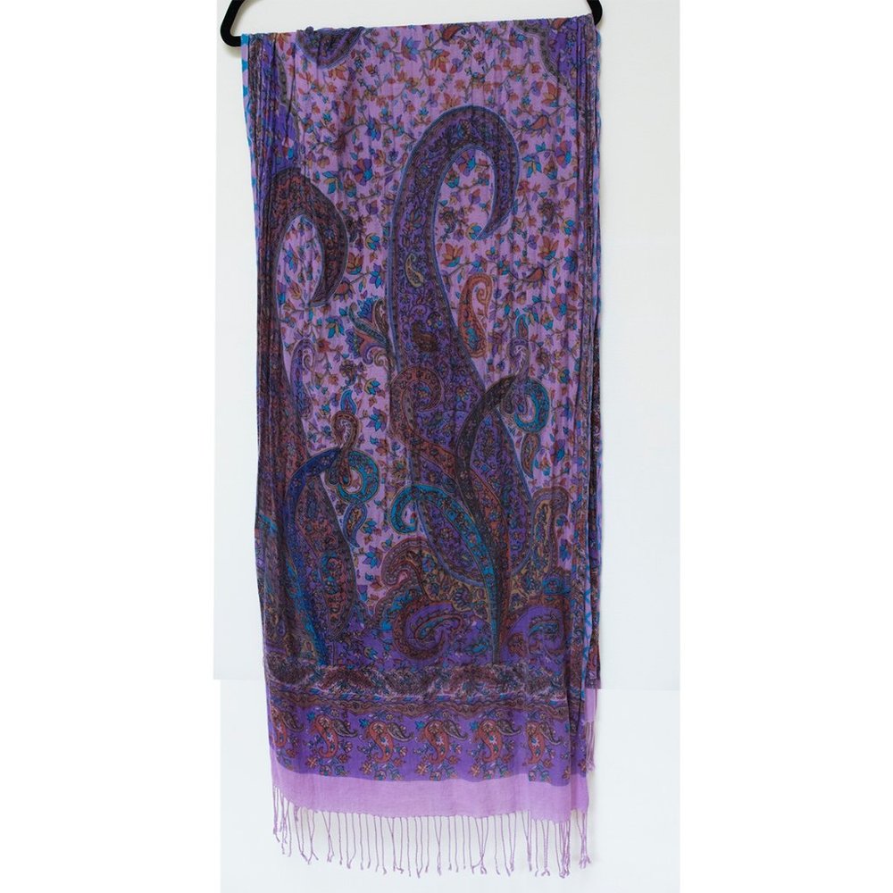 Stunning purple multicolor fringed scarf